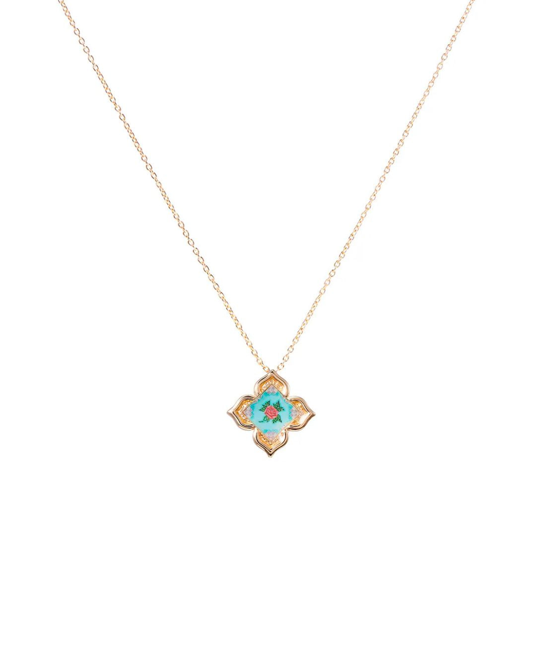 Peranakan Floral Pendant - Turquoise