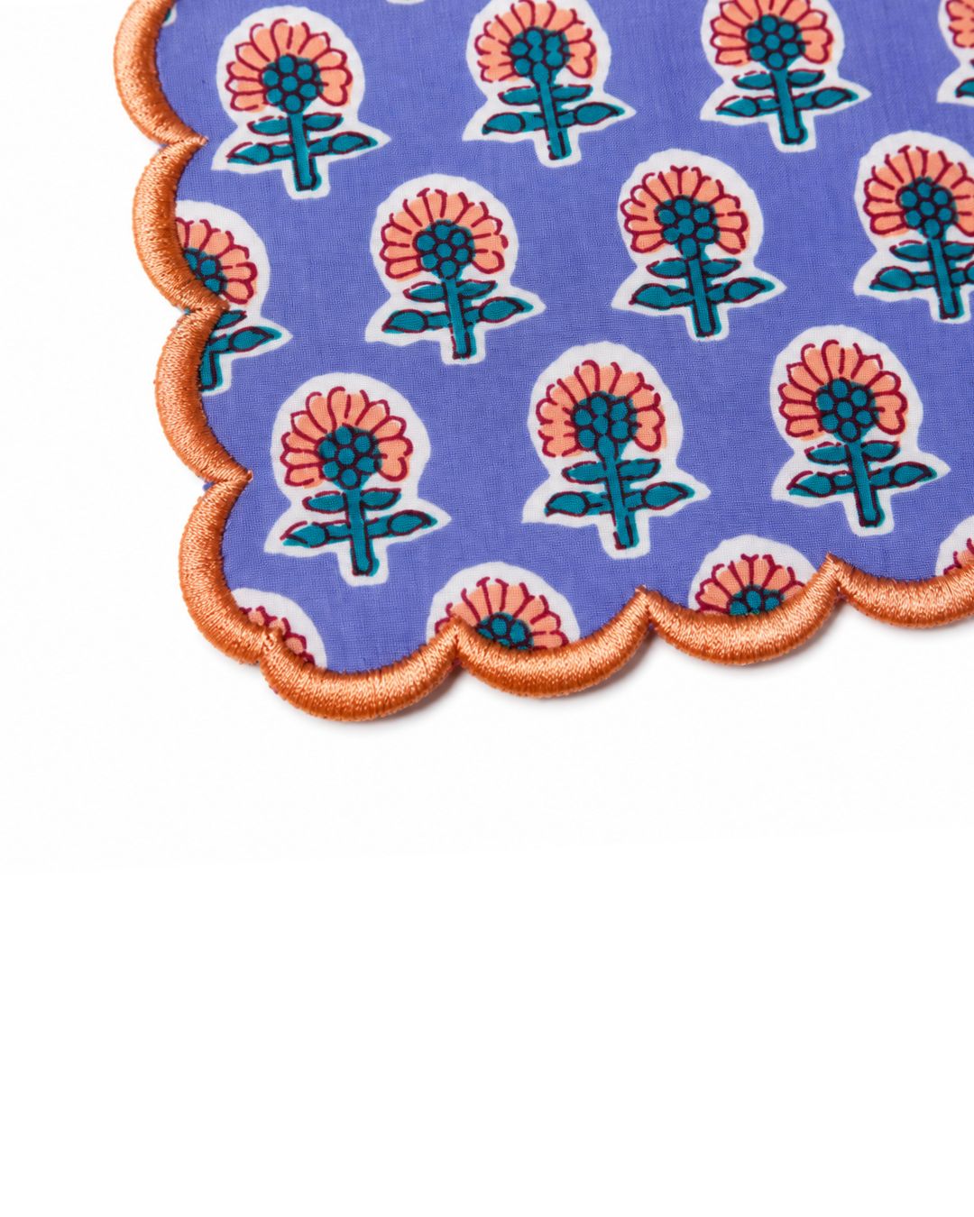 Lilac Peach Scalloped Handkerchief