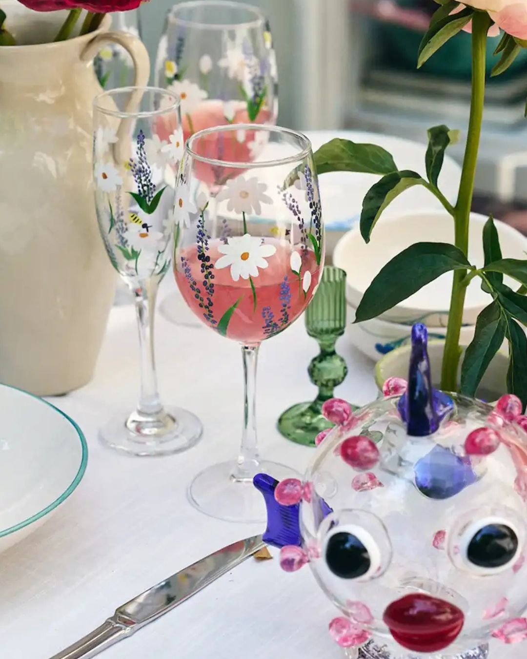 Springtime Toast Wine Glass Set (Set of 2)
