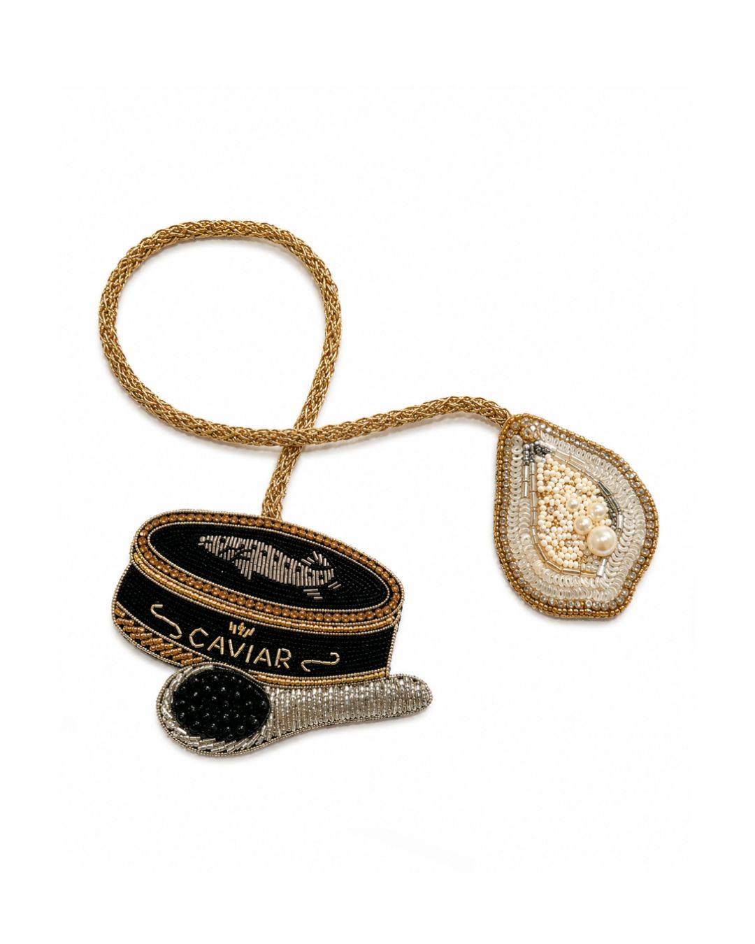 Bag-Tie Charm - Caviar& Pearls