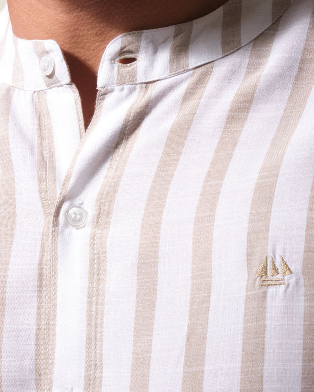 ANATOLE Stripes Mao Neck Men Shirt
