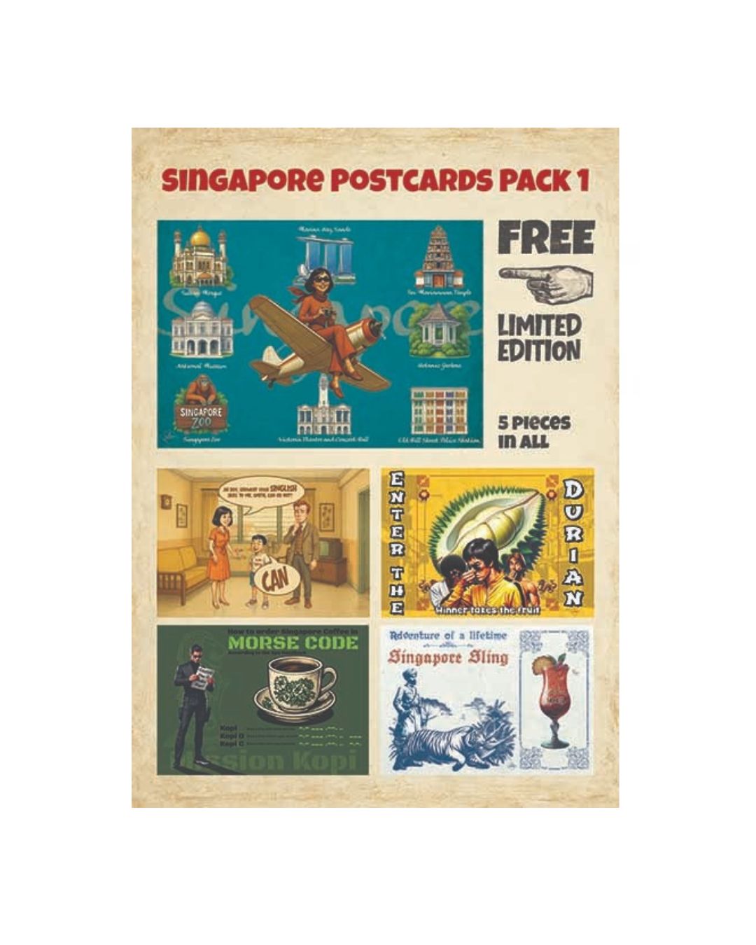 CARD Singapore Postcards Pack 1 - Pack of 5