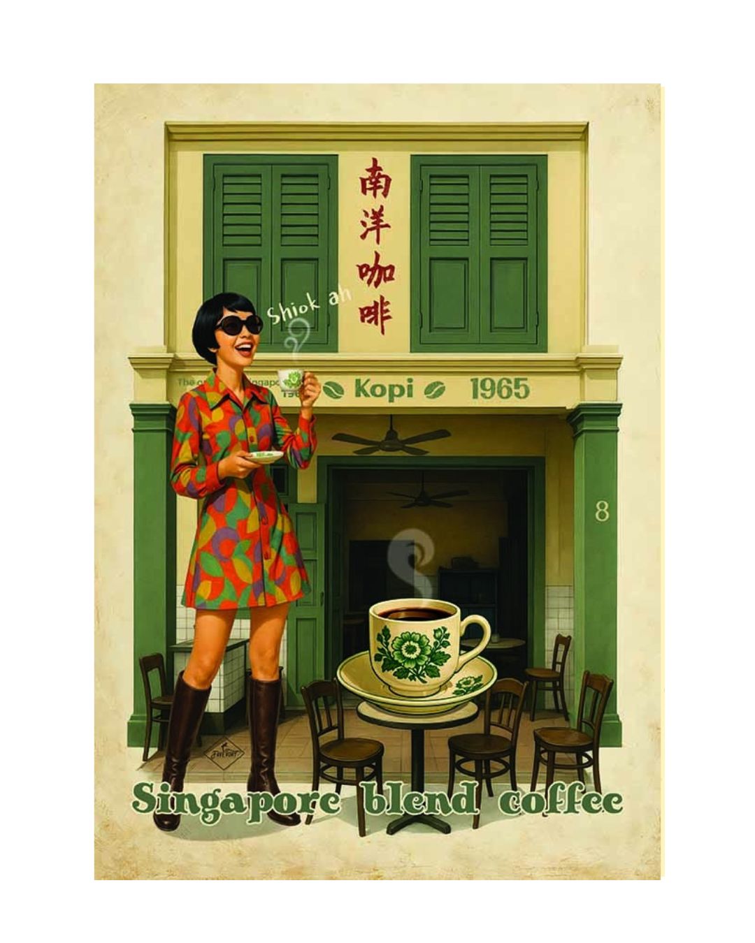 Singapore Coffee Shop Lady premium