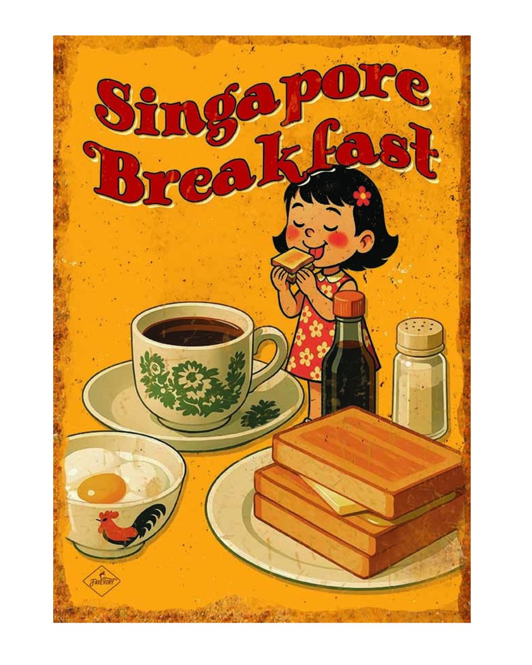 Singapore Breakfast Retro Yellow Girl