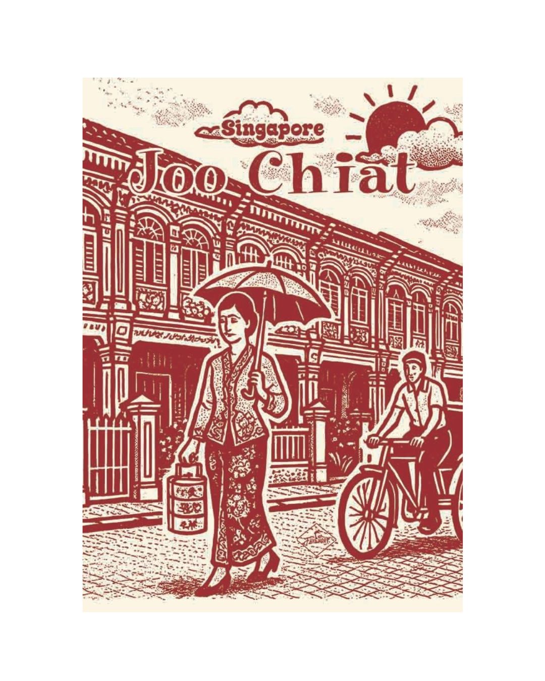 Singapore Joo Chiat Peranakan Houses and Lady Red 5 (A4)