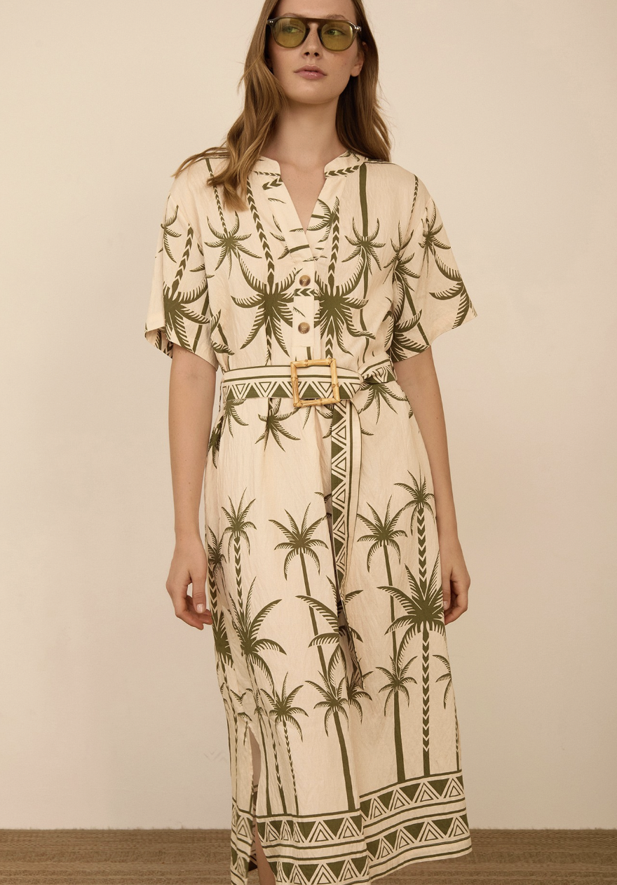 IGUANA PALM TREE MIDI DRESS