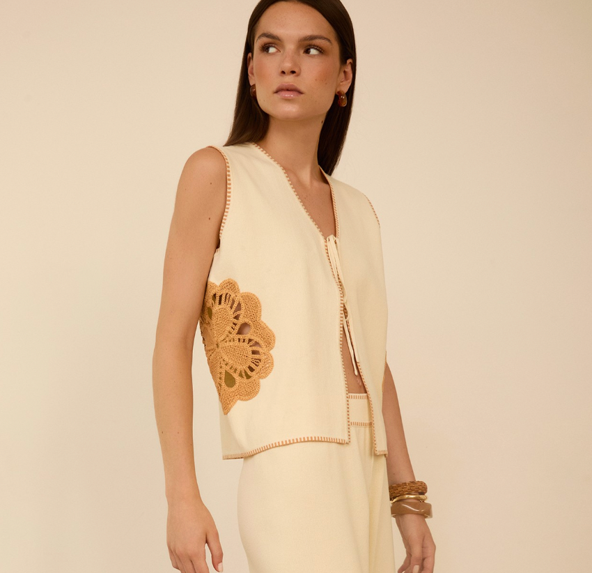KNIT VEST YELLOW FLOWER