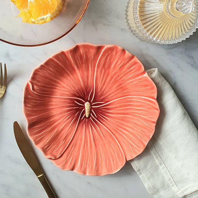 Maria Flor Dessert Plate Hollyhock - Bordallo Pinheiro