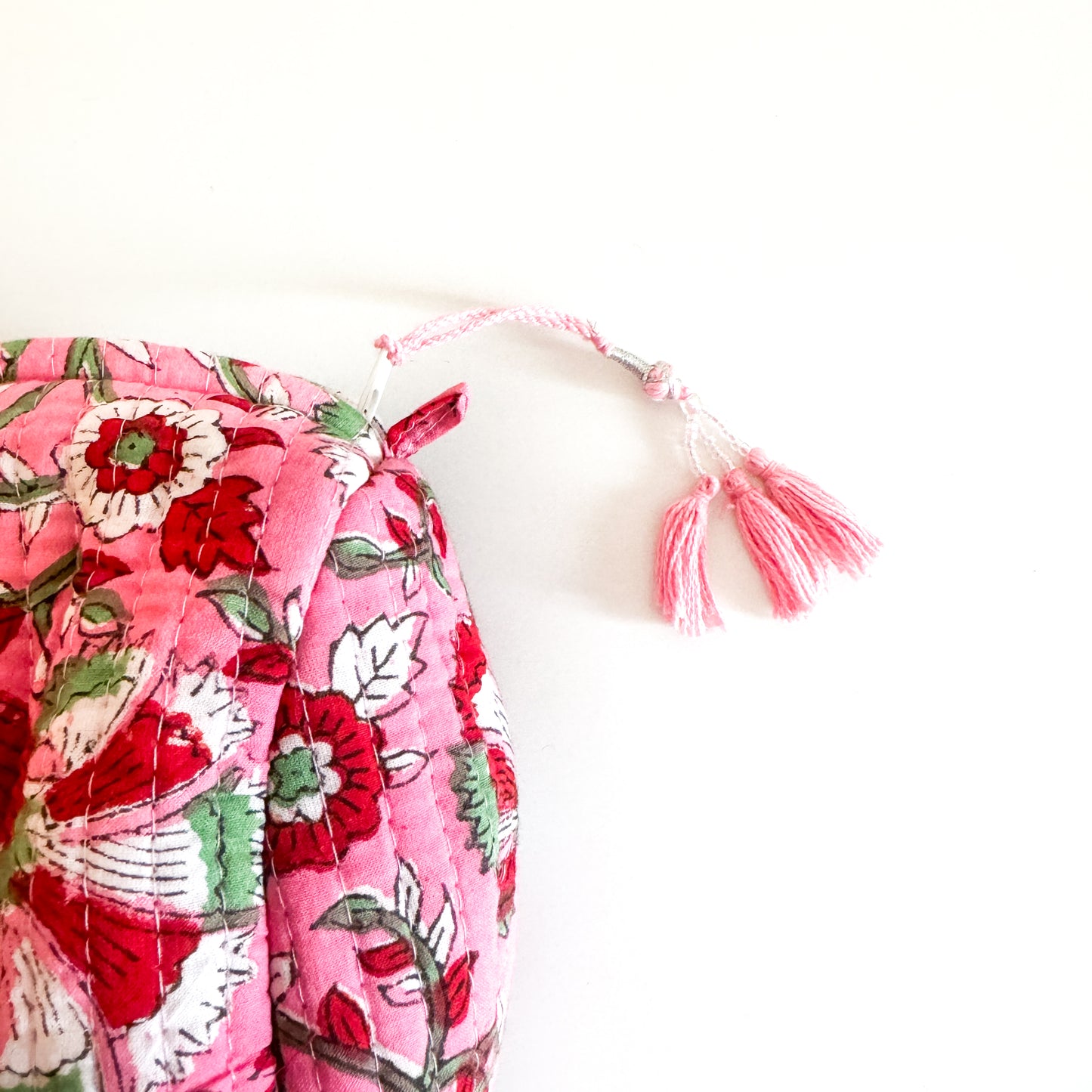 Block Print Toiletries Bag Large - Pink
