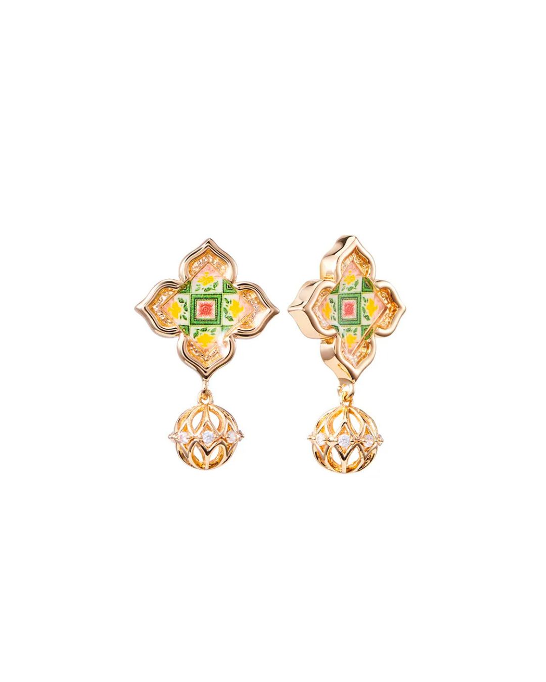 Peranakan Floral Dangle Stud Earrings – Madame