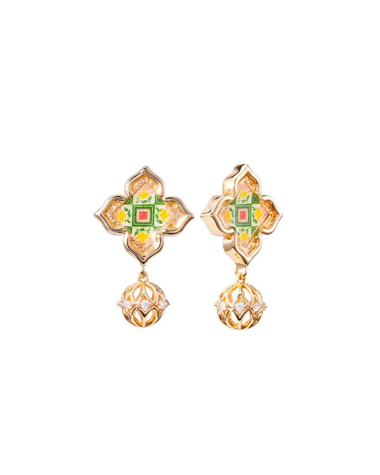 Peranakan Floral Dangle Stud Earrings – Madame