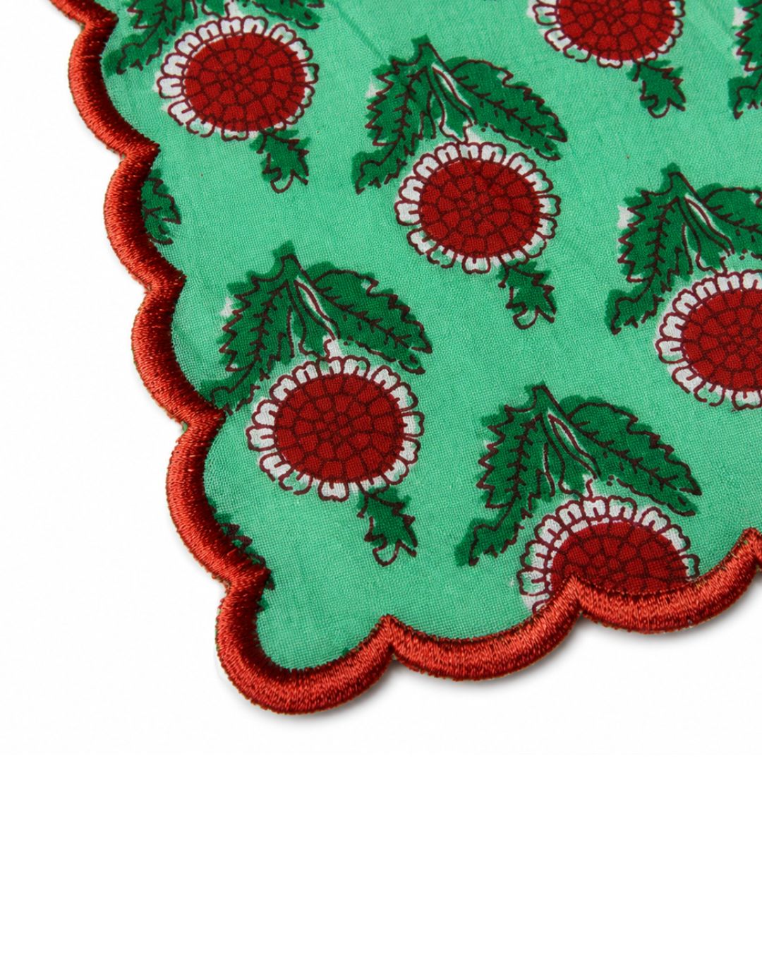 Mint Rust Scalloped Handkerchief