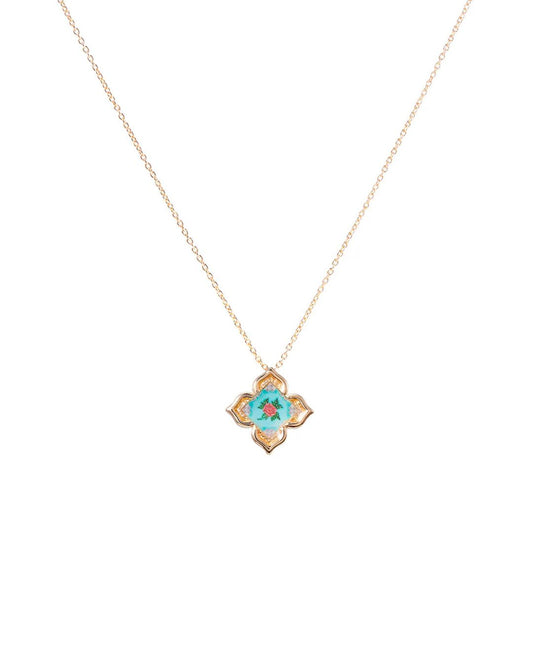 Peranakan Floral Pendant - Turquoise