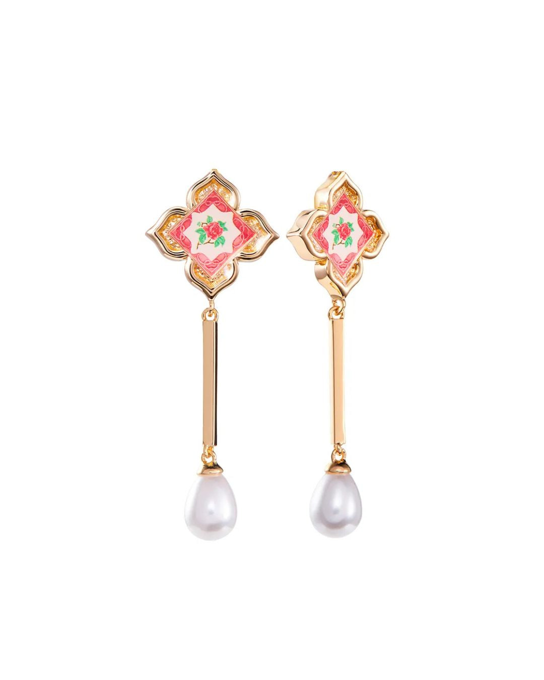 Peranakan Floral Pearl Earring
