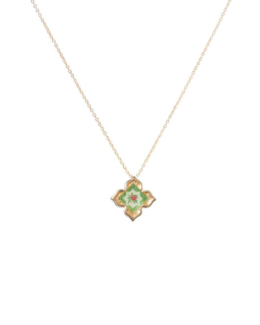 Peranakan Floral Pendant - Emerald