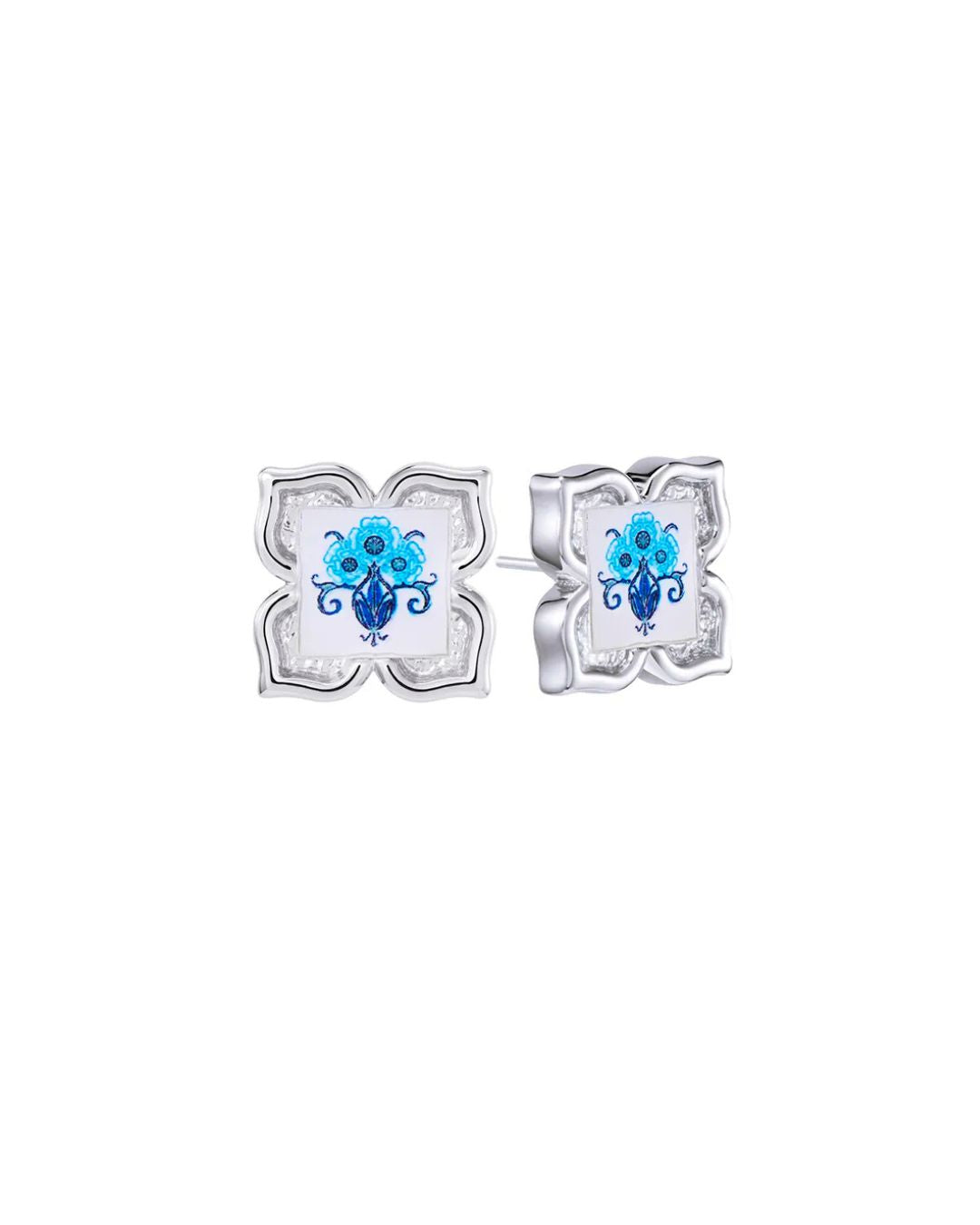 Peranakan Floral Stud - Blue Vase