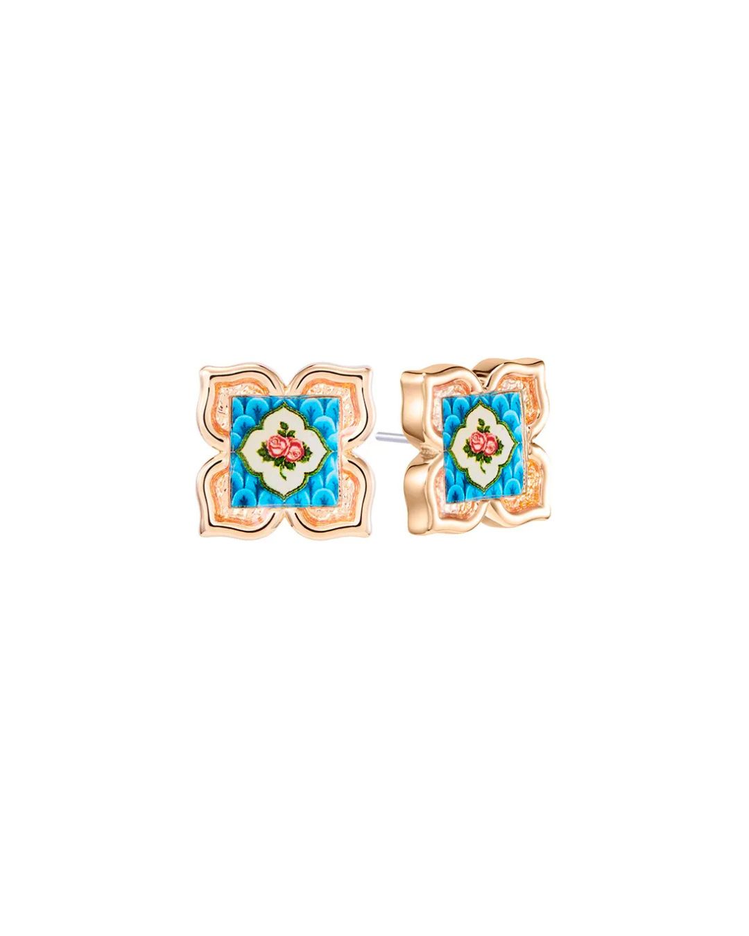 Peranakan Floral Stud - Blue