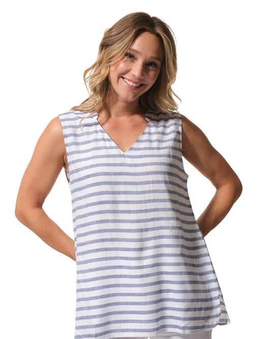 Makamba V-Neck Stripes Women Shirt-Bugatti