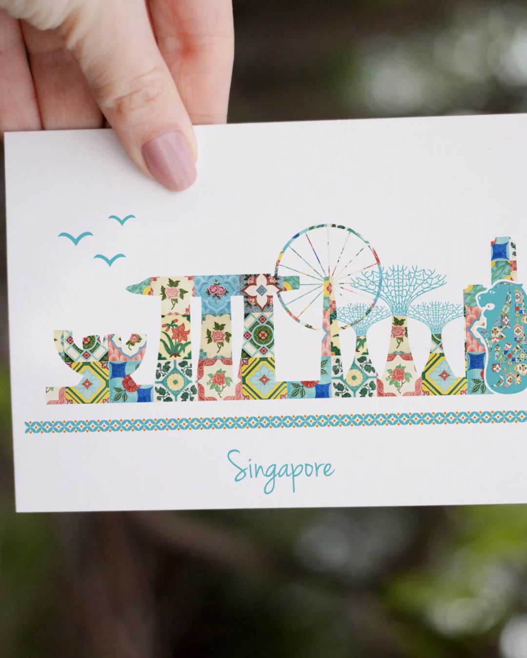 Singapore Skyline with Tiles Card