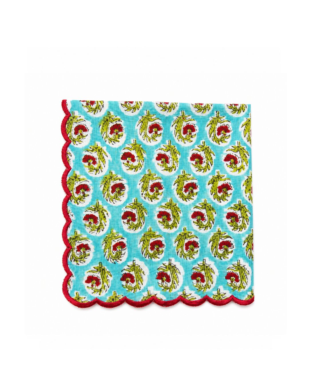 Aqua Scalloped Handkerchief