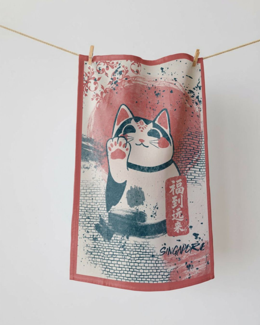 Tea Towel  Lucky Cat