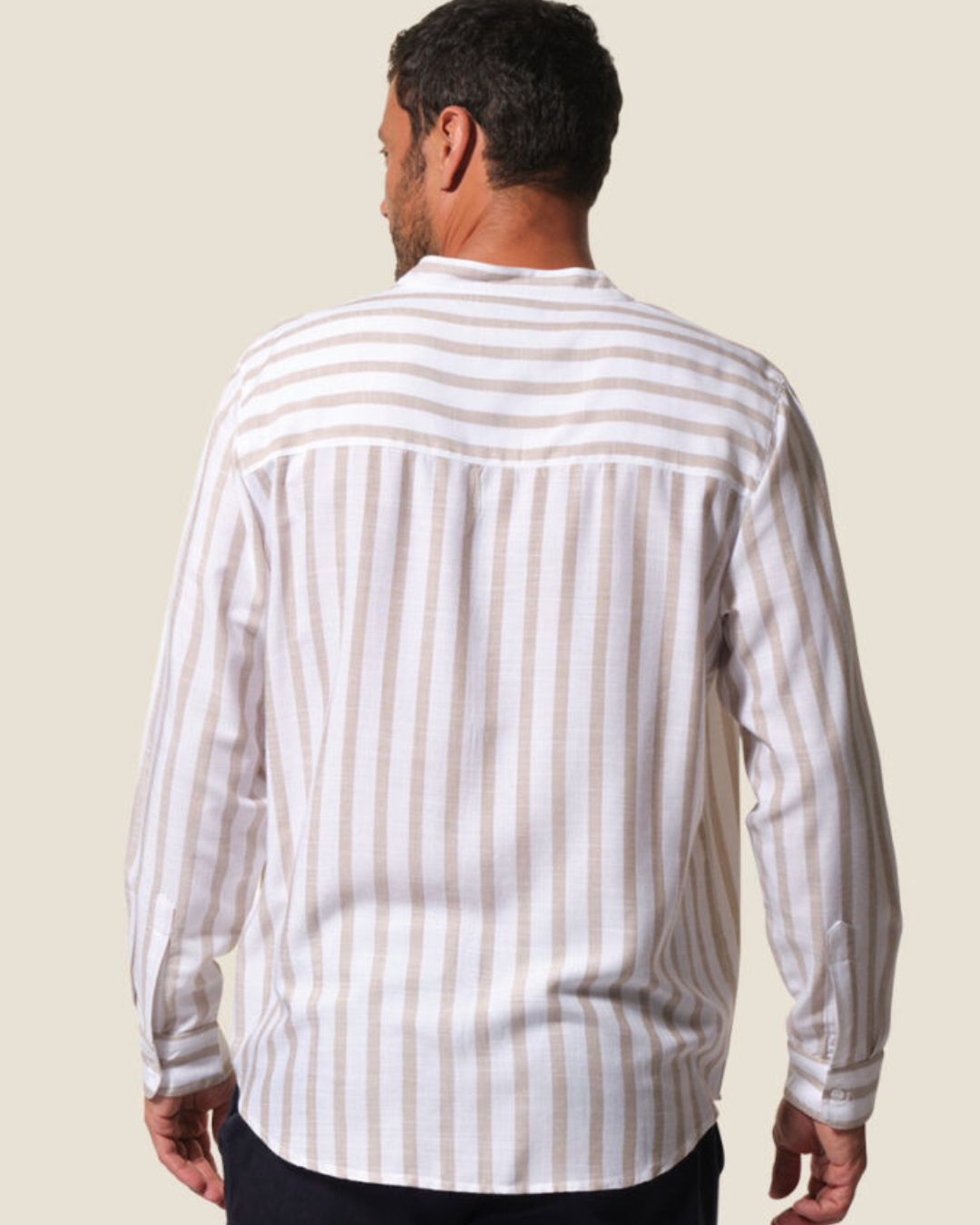 ANATOLE Stripes Mao Neck Men Shirt