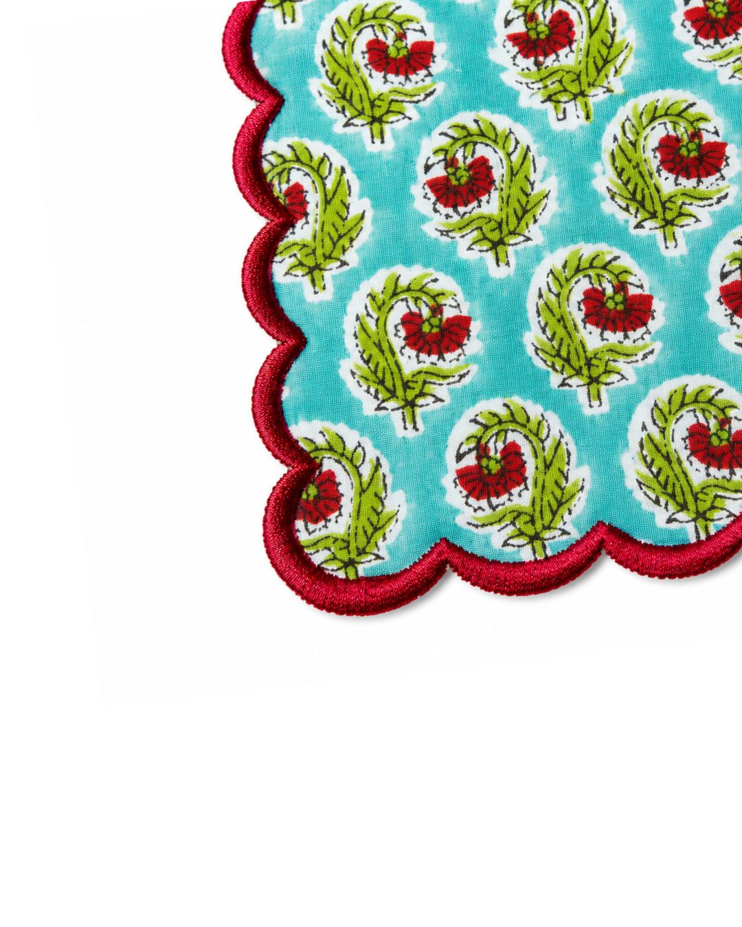 Aqua Scalloped Handkerchief