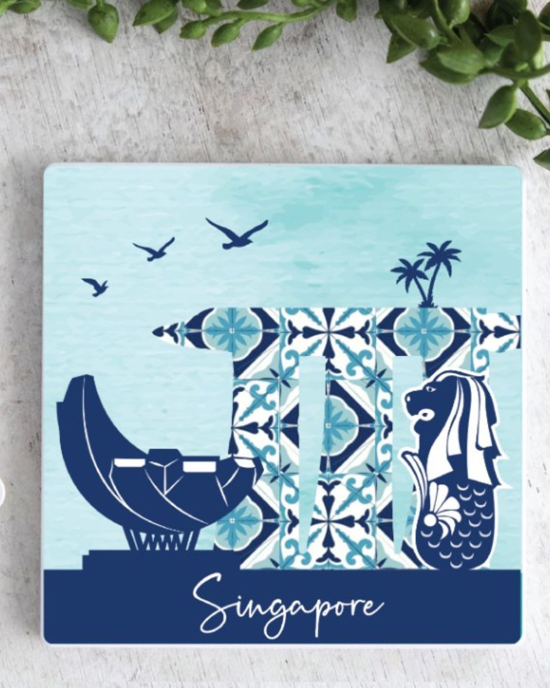 Ceramic Fridge Magnet MBS tiles Navy