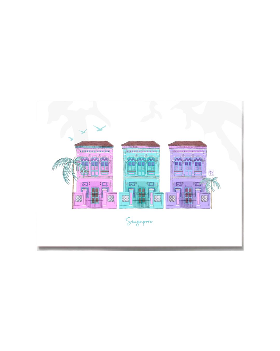 Shophouses Watercolour Trio Print