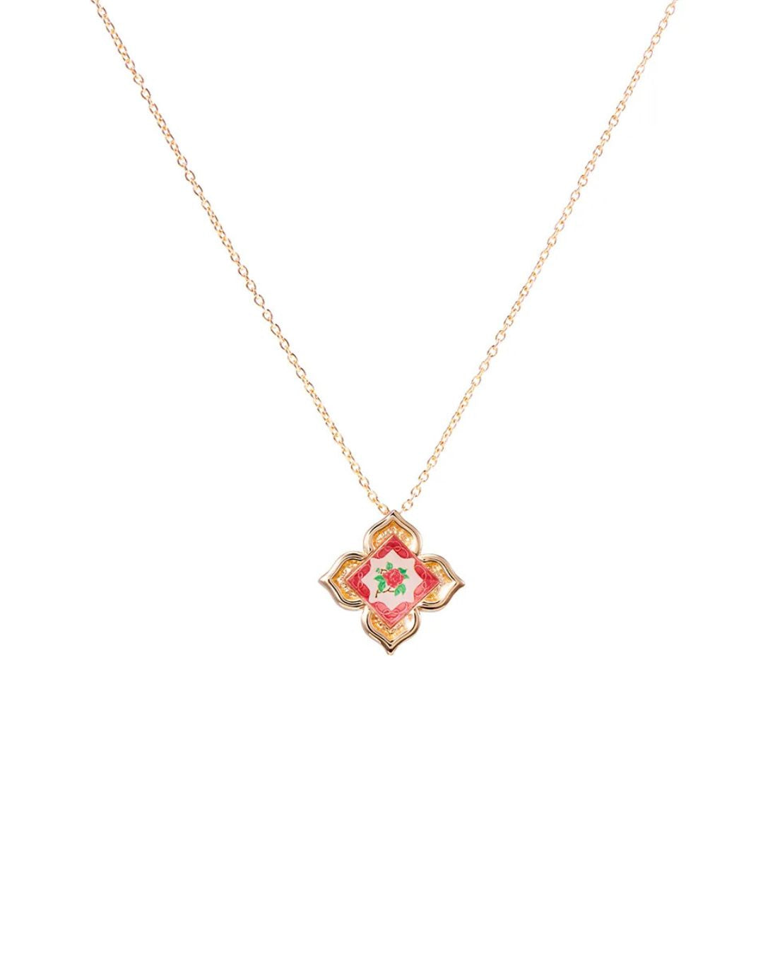Peranakan Floral Pendant - Rosy Pink