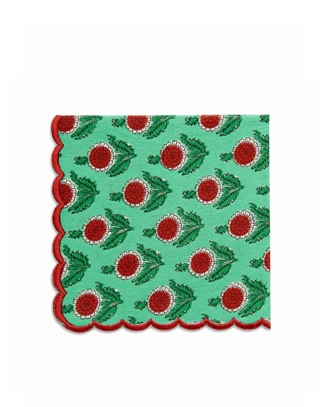 Mint Rust Scalloped Handkerchief