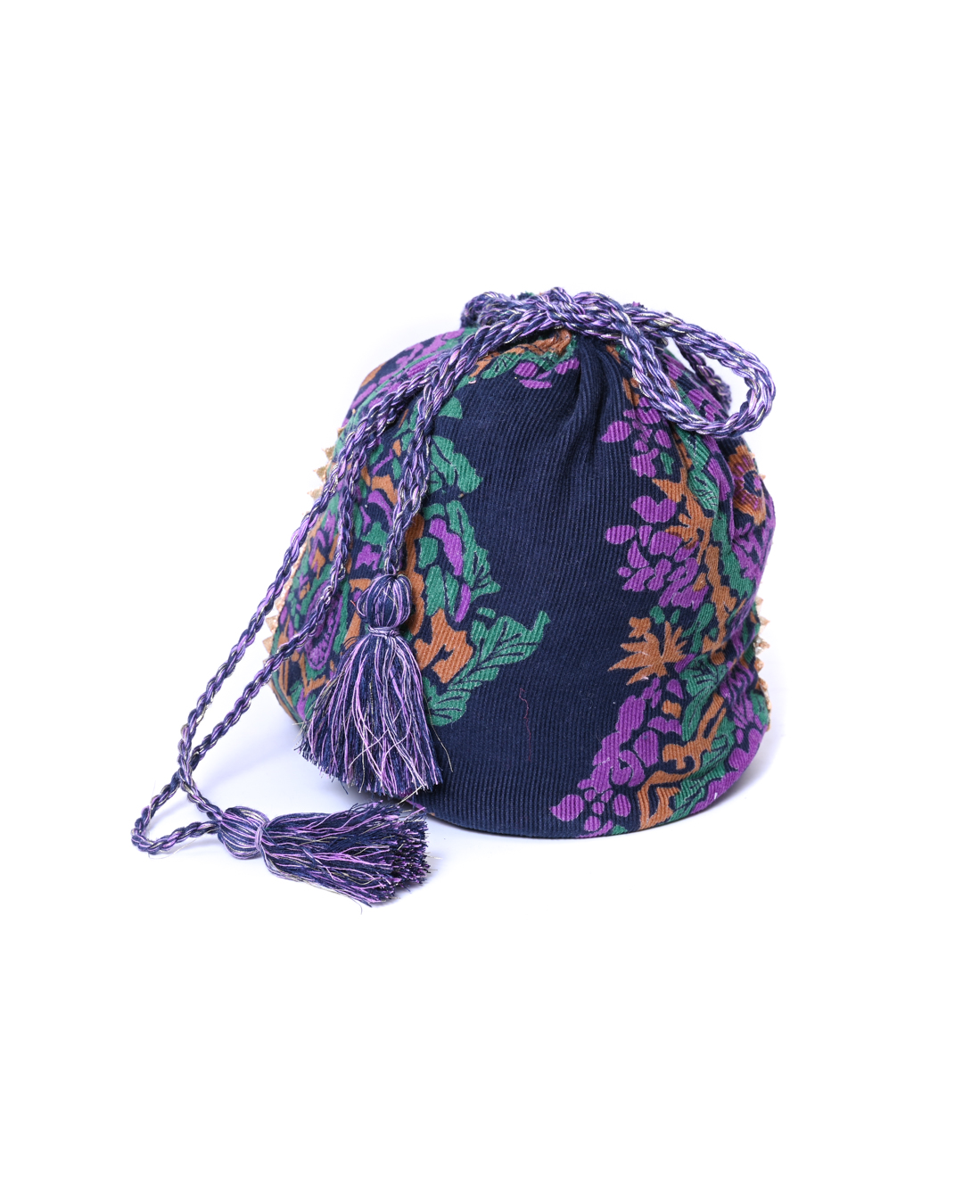 Drawstring Sac - Indigo Floral