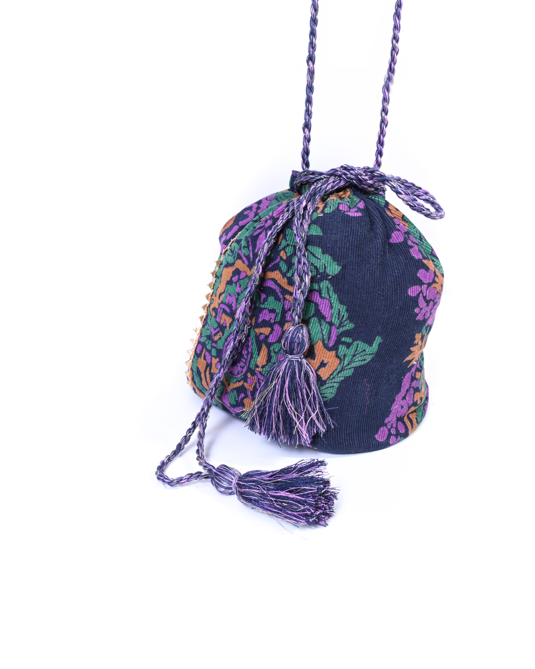 Drawstring Sac - Indigo Floral