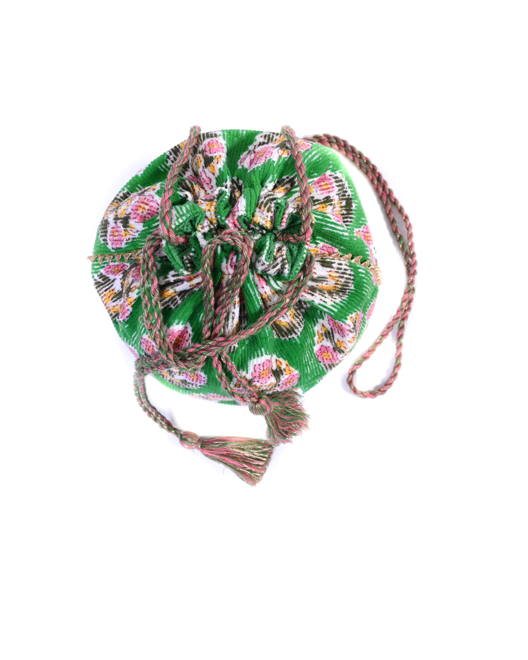 Drawstring Sac - Green Floral