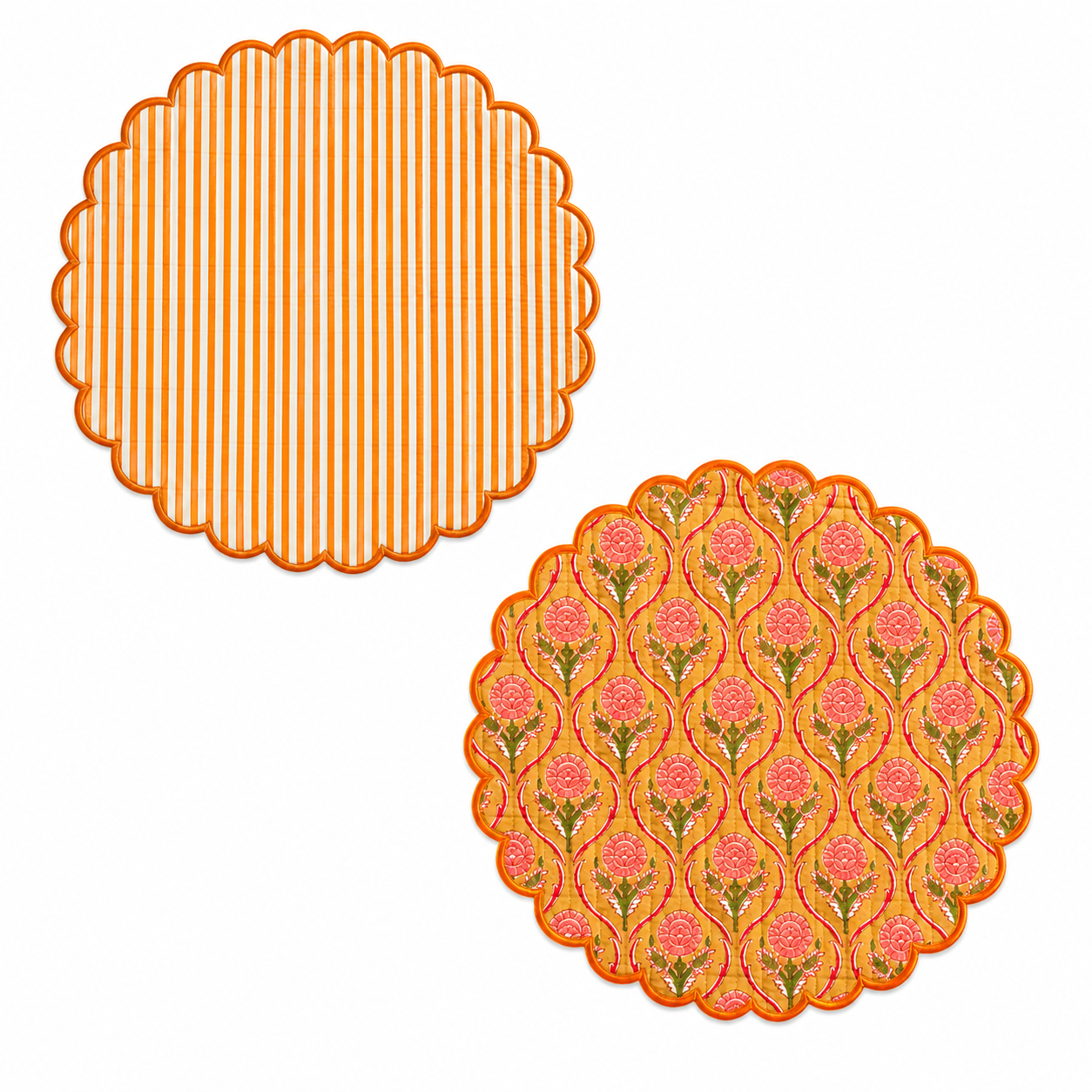 Reversible Round Scalloped Placemats