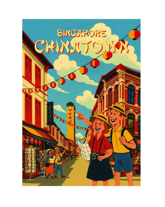 Singapore Chinatown Tourist Couples Pointing