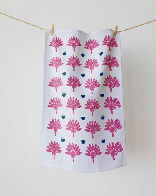 Tea Towel Palm Tree Pink