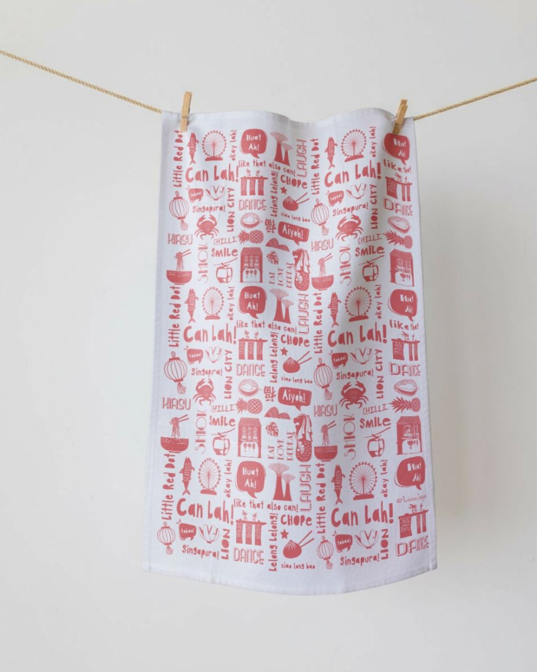 Tea Towel Can Lah! Coral