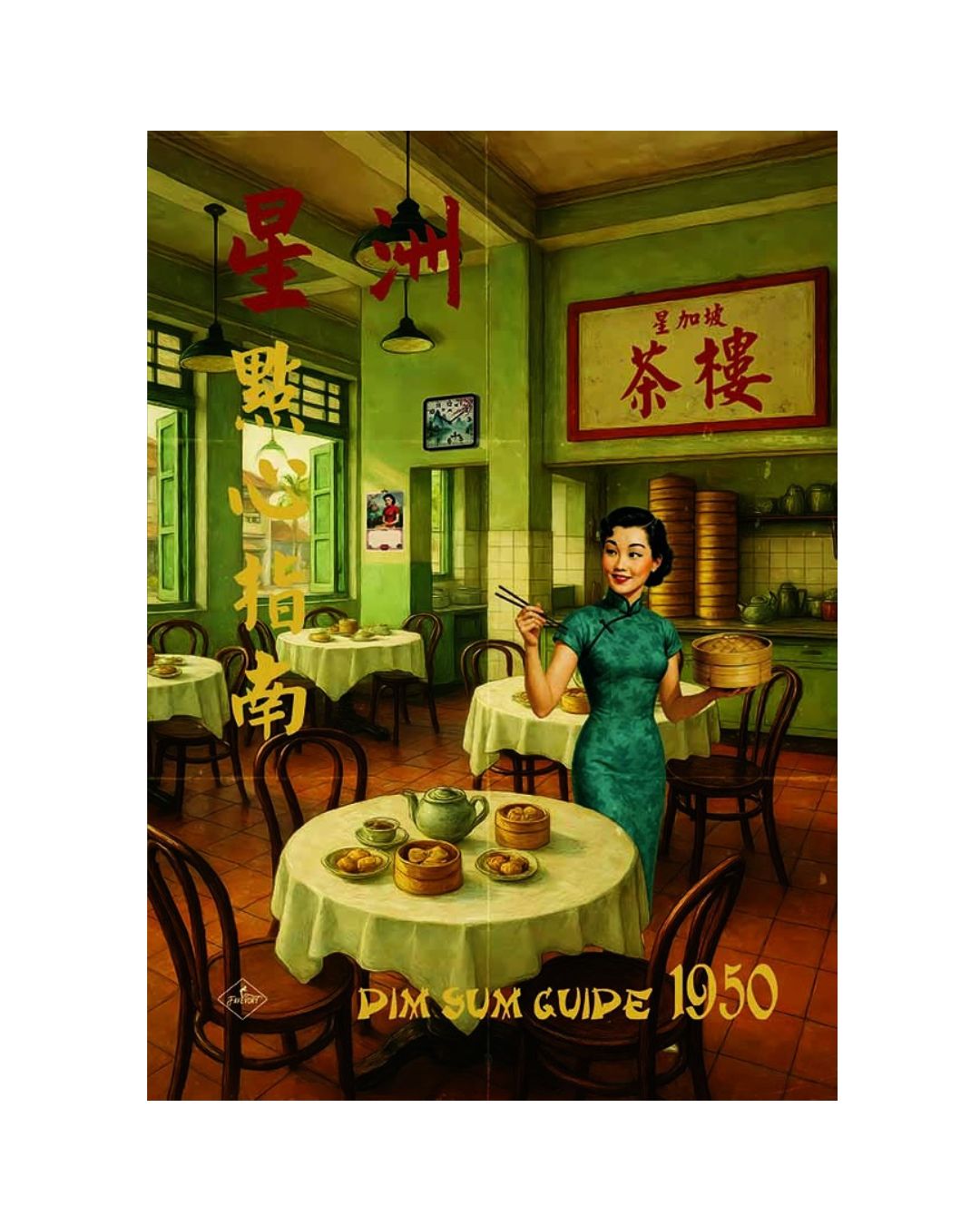 Singapore Dim Sum Lady 2 premium A4
