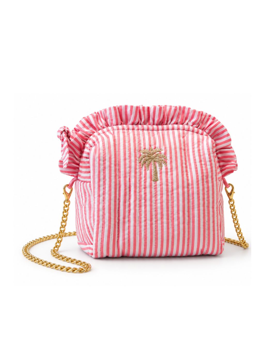 Ruffle Pouch Palm Stripe