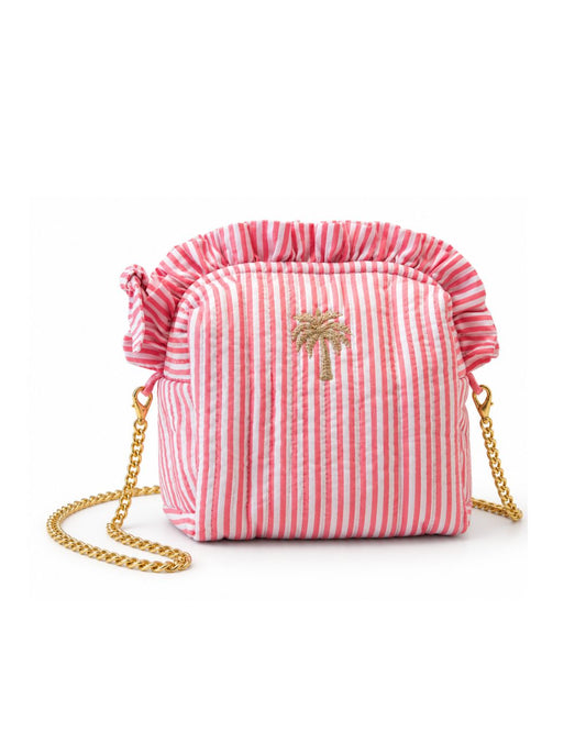 Ruffle Pouch Palm Stripe