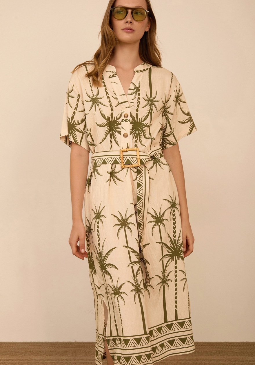 IGUANA PALM TREE MIDI DRESS