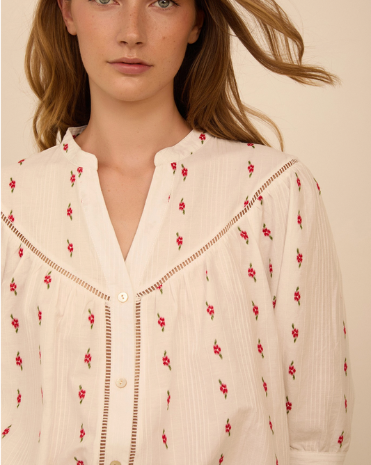 BLOUSE WITH FLORAL JACQUARD