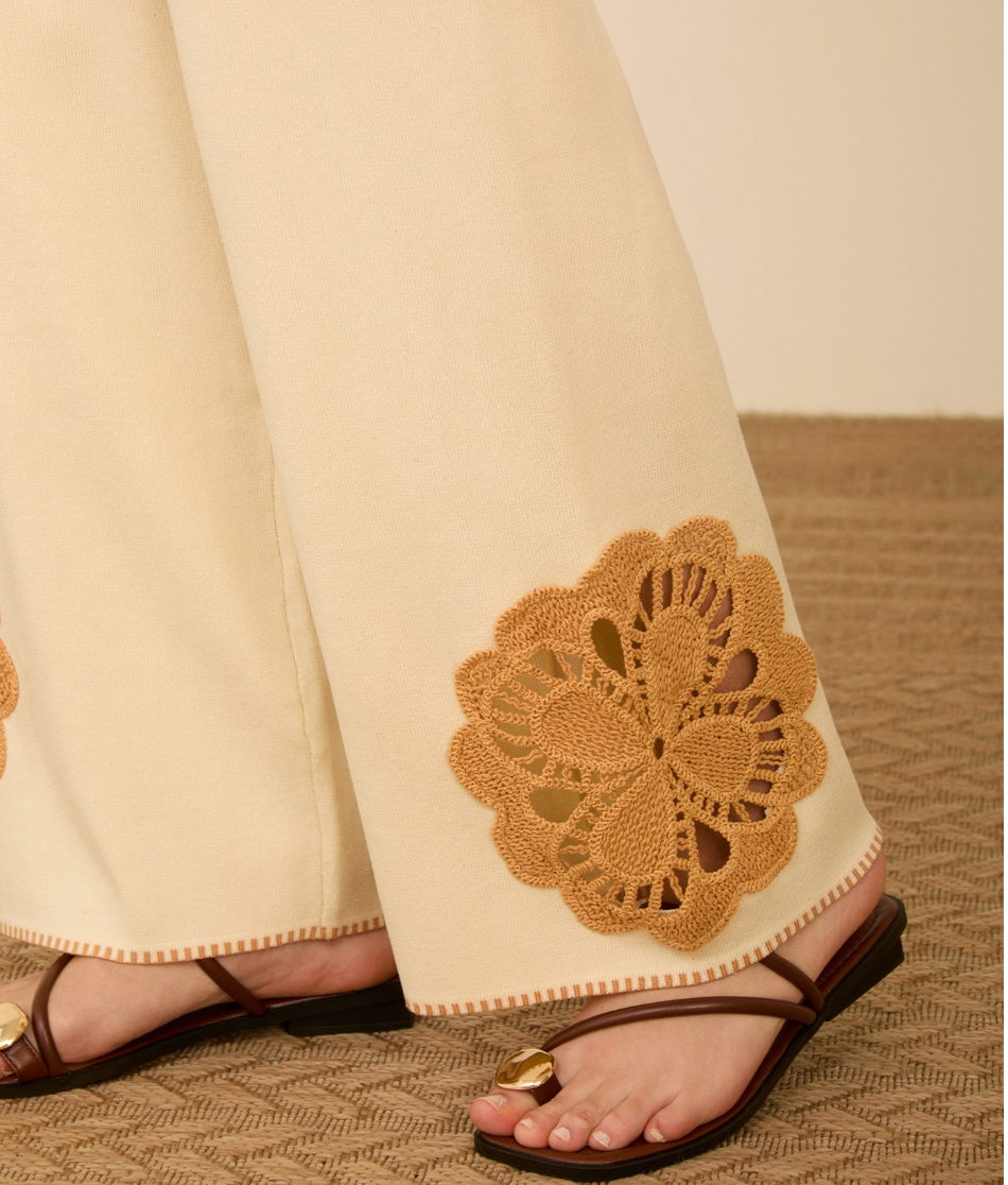 KNIT PANTS YELLOW FLOWER